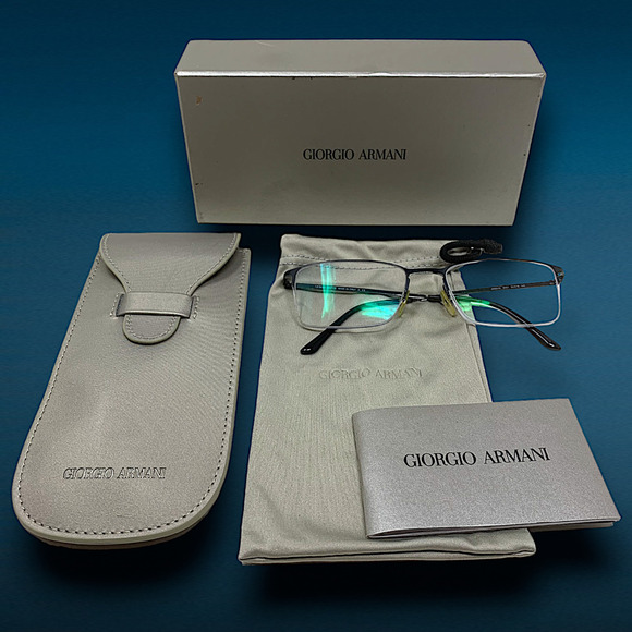 Giorgio Armani AR5010 3001 Matte Black Eyeglasses Frames Only Half Rim Box Case - Picture 1 of 8